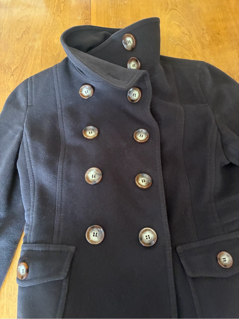 Michael Kors Dark Brown Double-Breasted Pea Coat